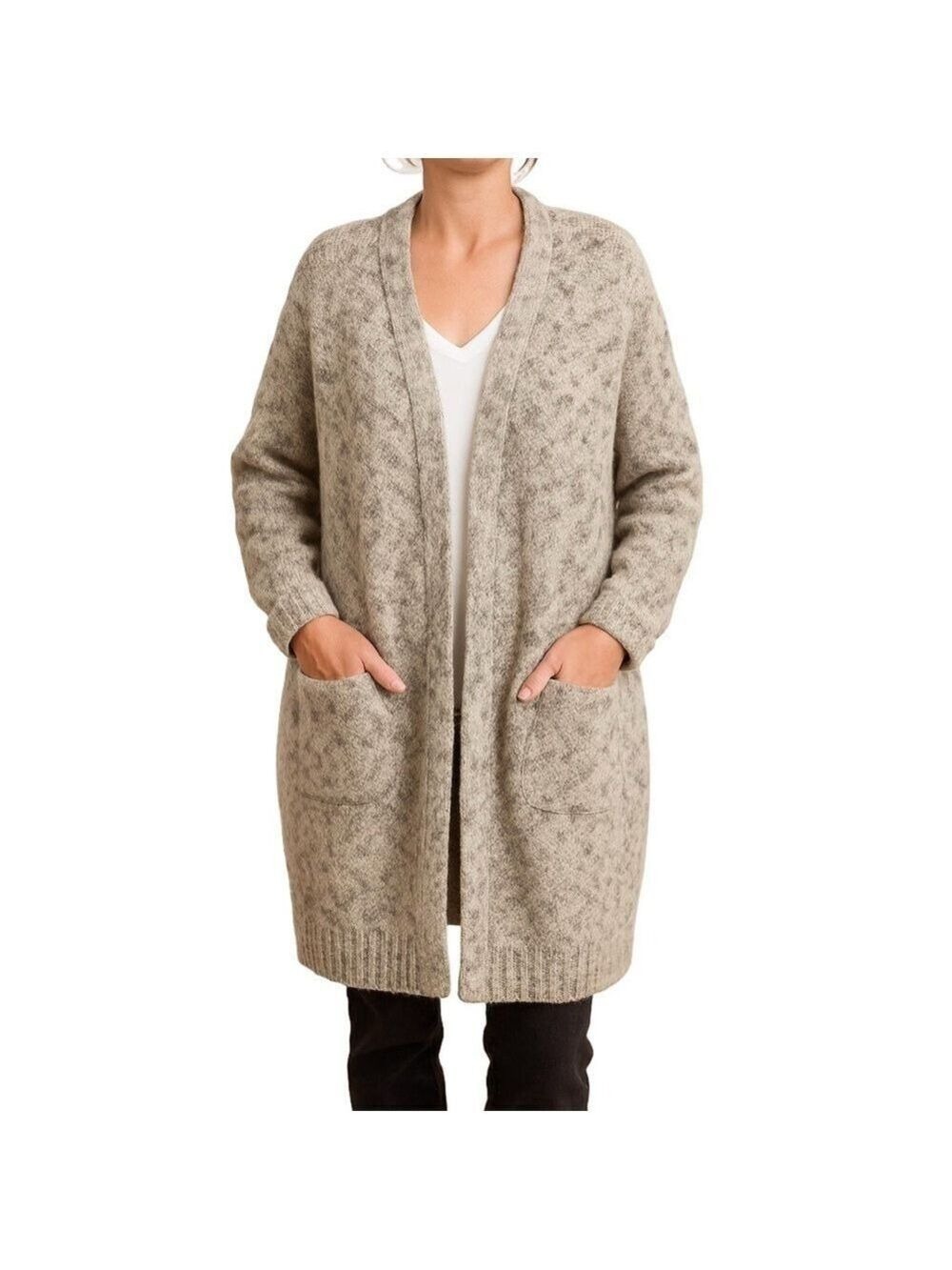 Inhabit Women's Sweater Cardigan Cream Knit Wool Blend Knit Oversized Sz Medium
